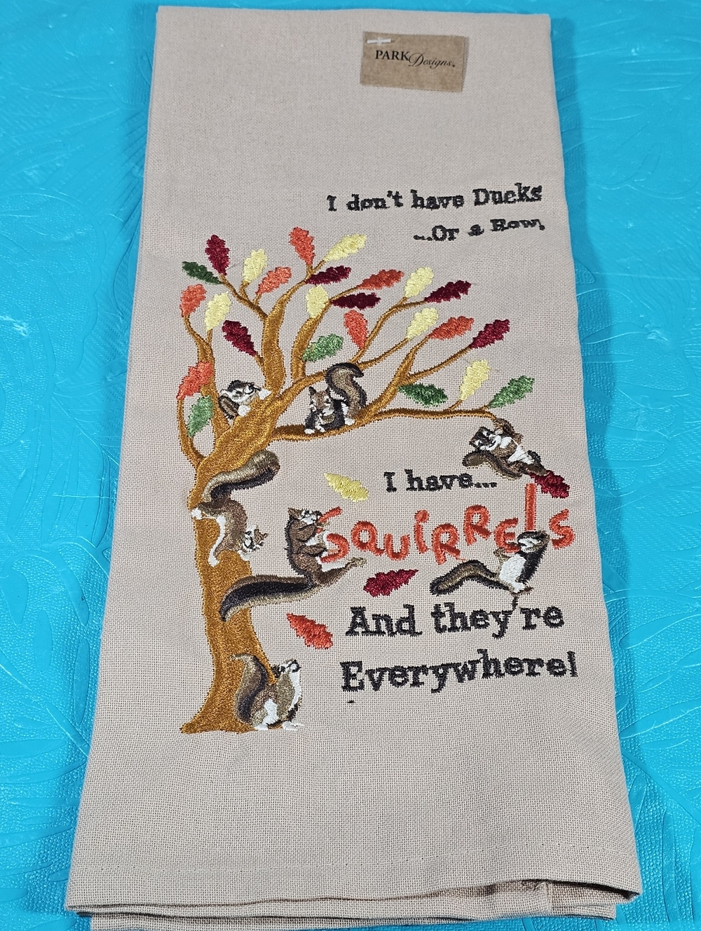 Park Designs "Squirrels Everywhere" Embroidered Dishtowel